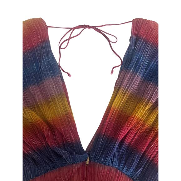 ROTATE Birger Christensen Rainbow Metallic Striped Mini Dress Size 4 - Picture 13 of 15